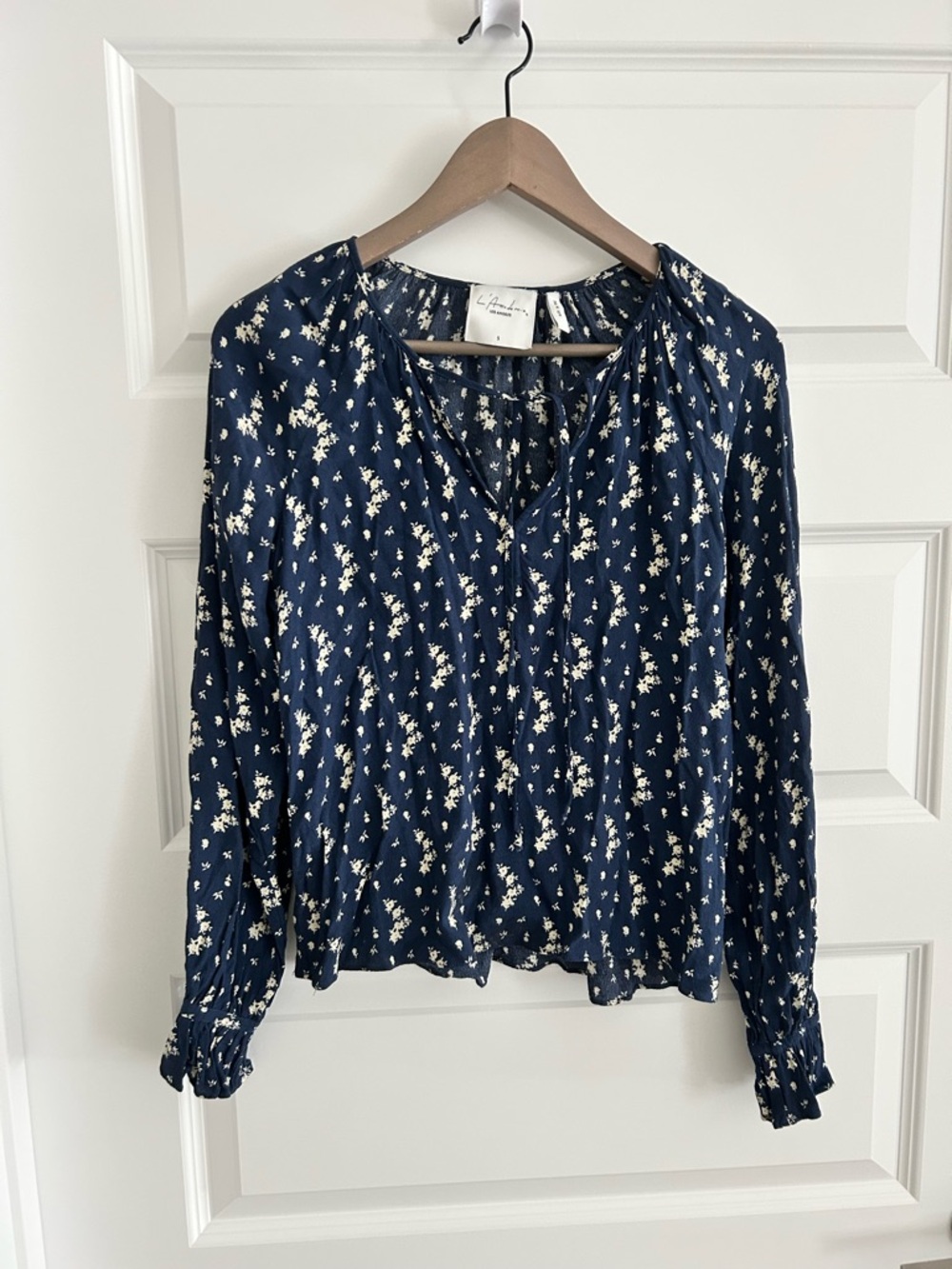 L’academie Long Sleeve Blouse Navy Cream Size S